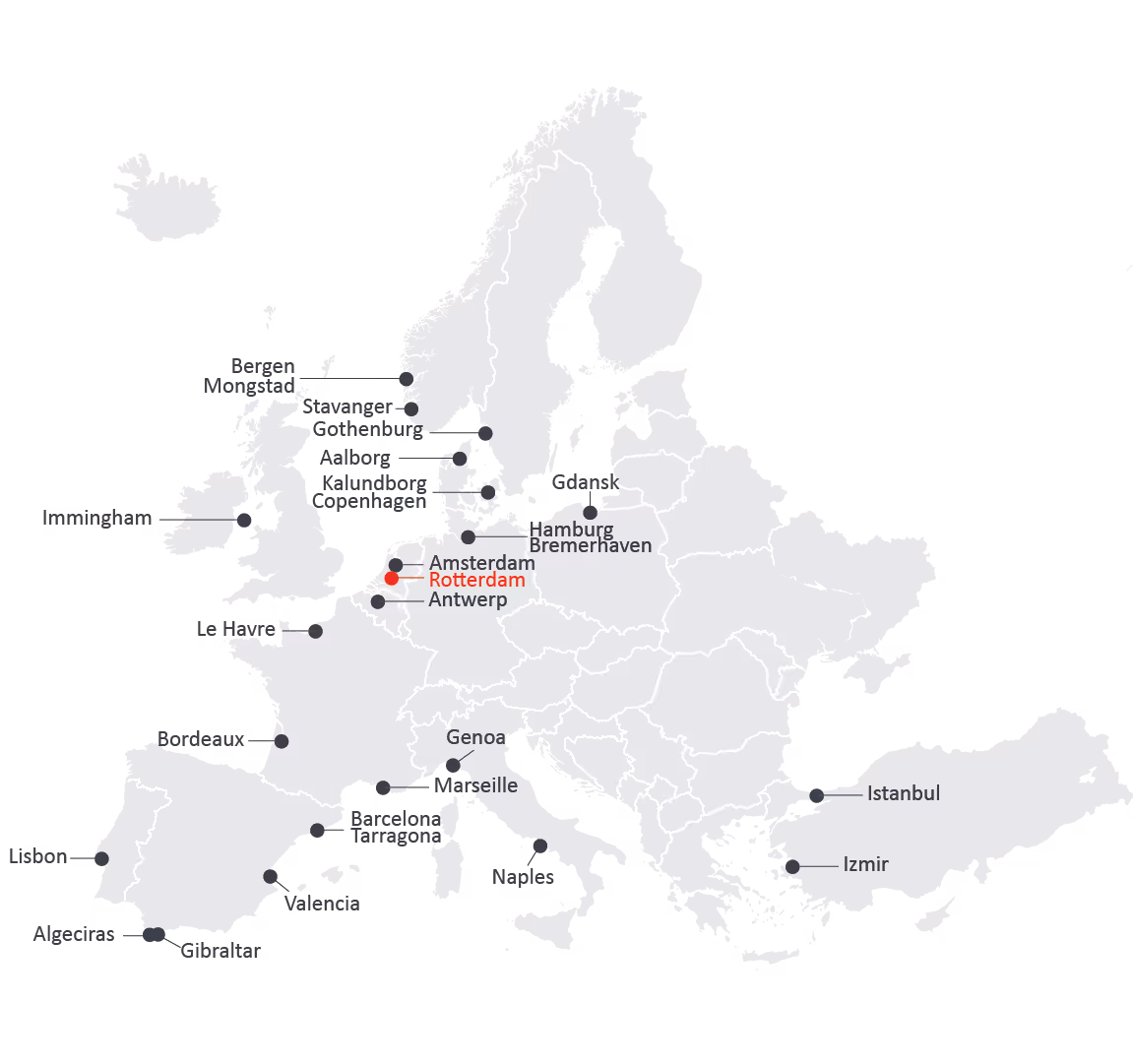 Map where Wrist Ship Supply deliver marine supplies in Singapore and Malaysia