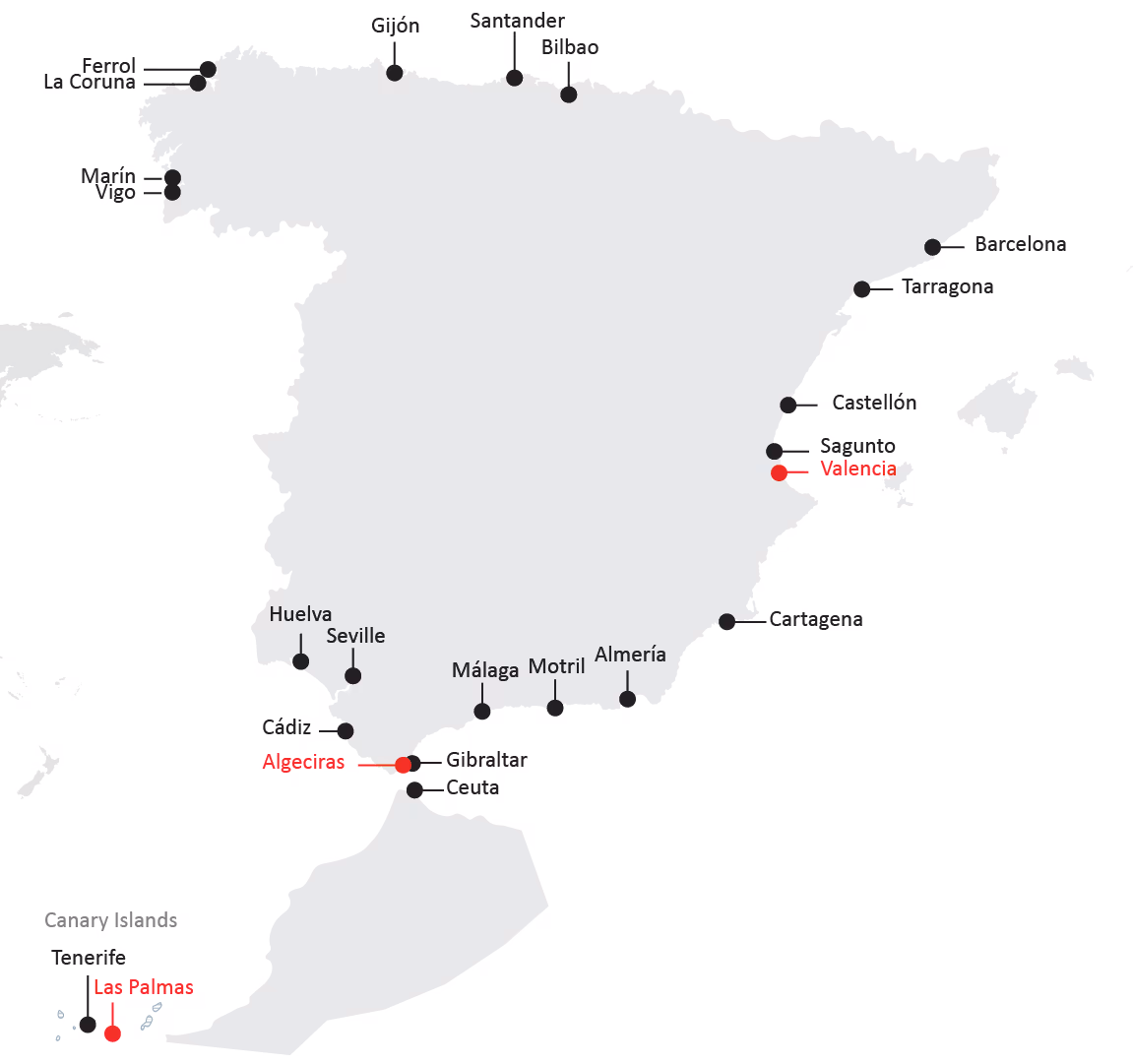 Map where Wrist Ship Supply deliver marine supplies in Singapore and Malaysia