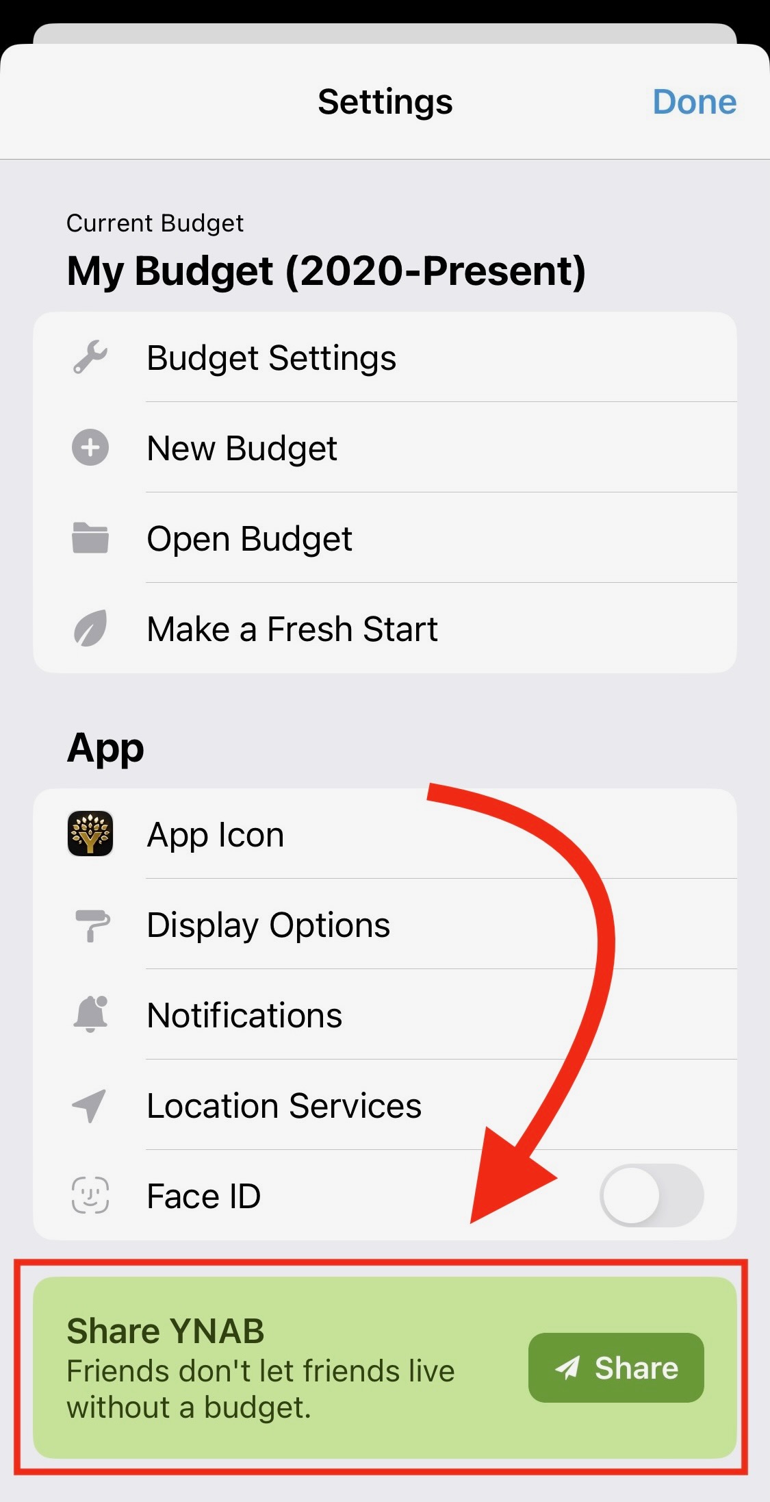 Find YNAB Referral Link On Mobile App