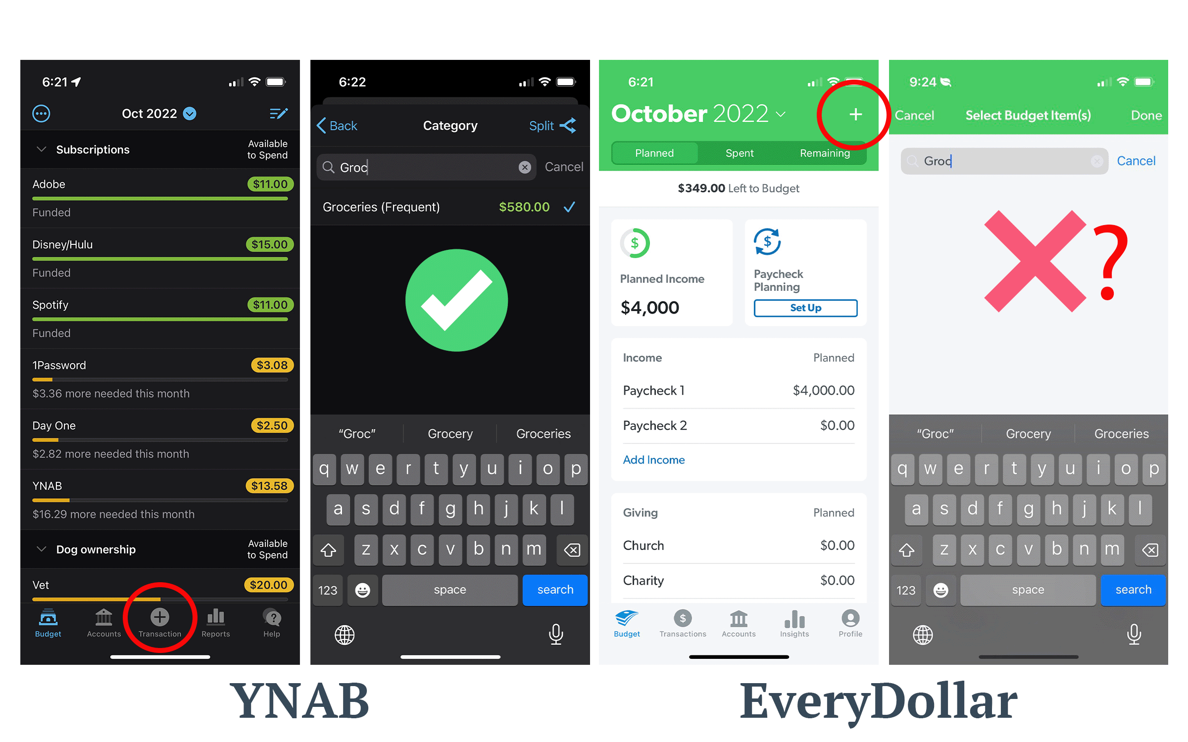 Adding Transactions In YNAB And EveryDollar