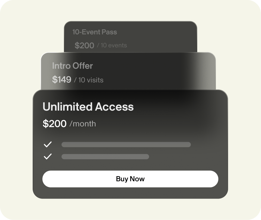 Pricing and event pass cards