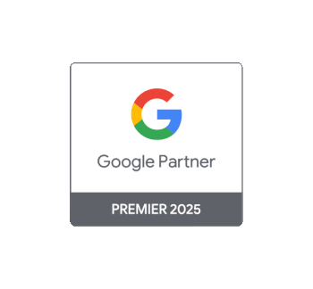 Image of the badge for a Google Premier Partner in 2025