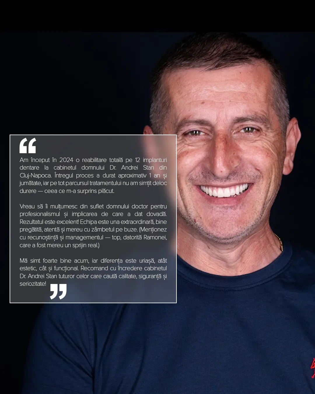 review pacient dinti ficsi pe 6 implanturi maxilar mandibula