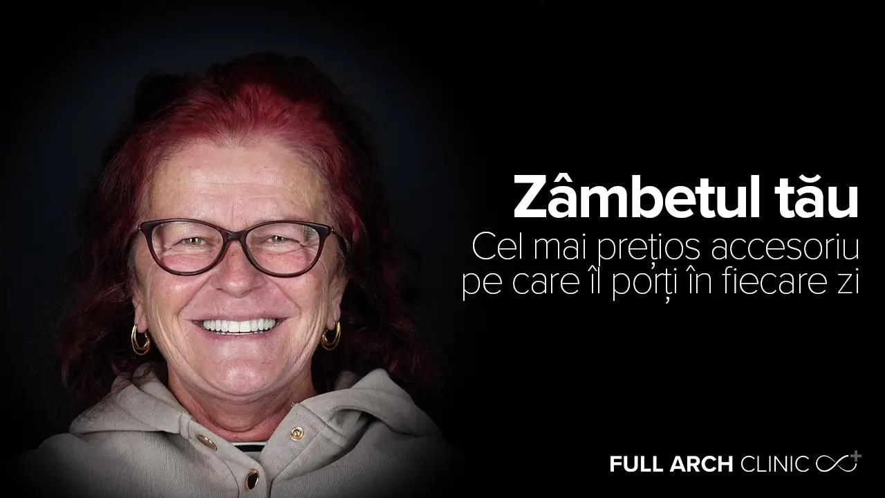 Zâmbet final natural, obținut prin reabilitare completă.