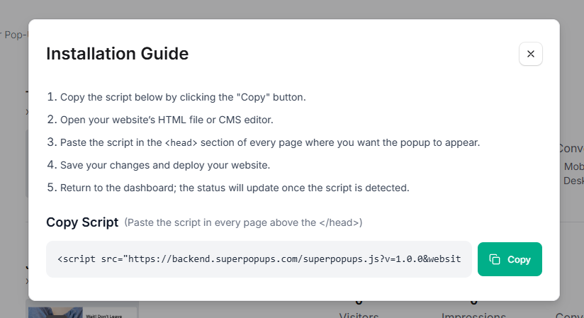Free no code popup builder 