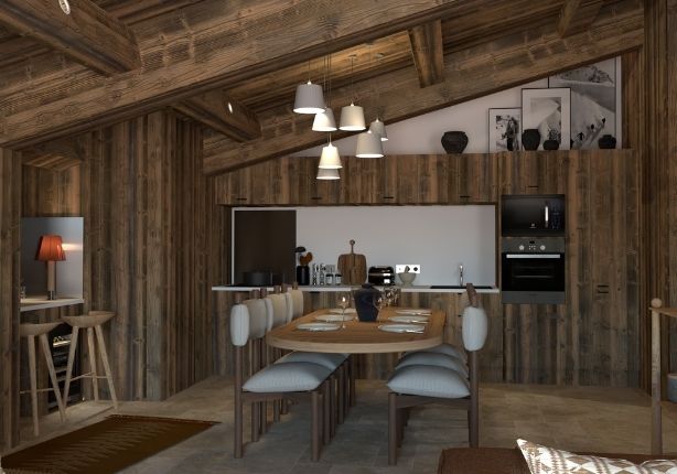 Kitchen in the Joly apartment, at the Refuge Chez la Tante in Saint-Gervais Megève