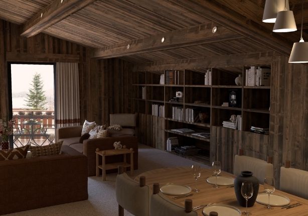 Comfortable living room in the Joly apartment, at the Refuge Chez la Tante in Saint-Gervais Megève