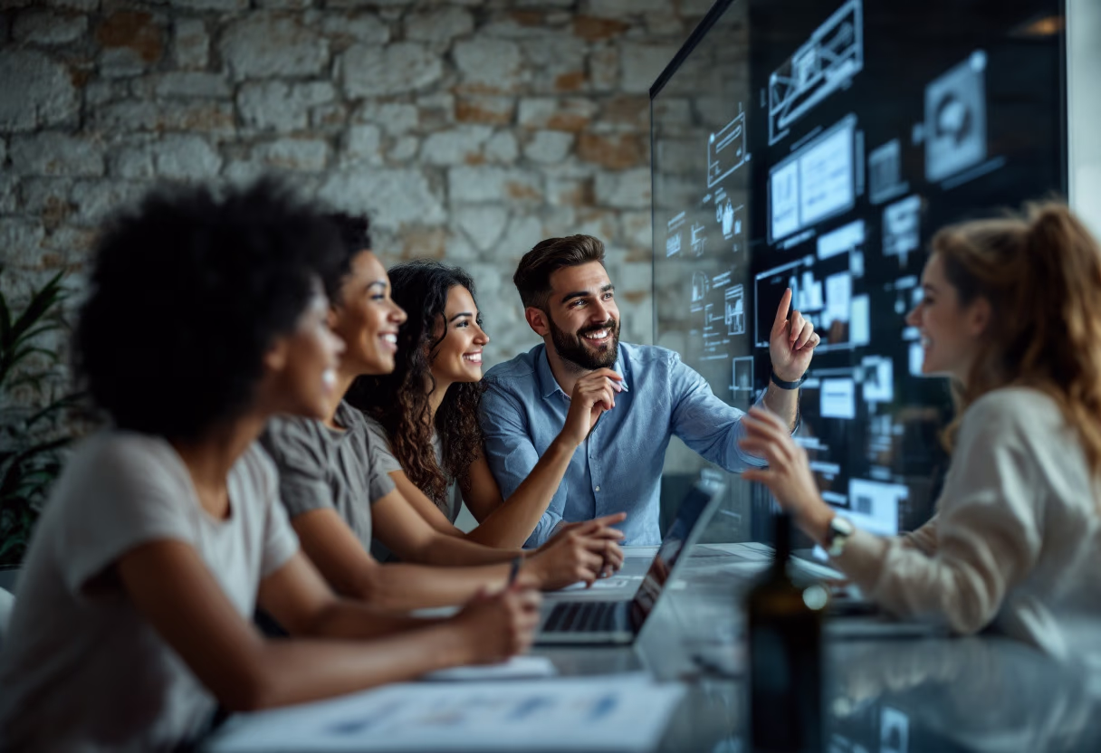 image of students collaborating on a project (for a edtech)