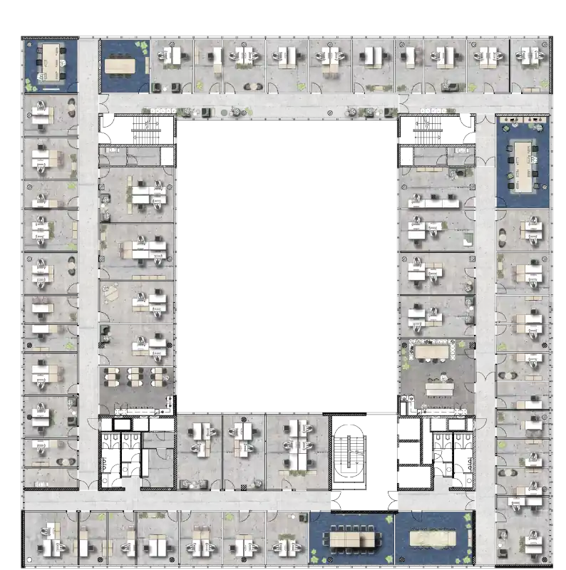 Grundriss Regelgeschoss (2. OG) Konzept Zellenstruktur