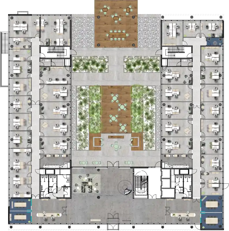 Grundriss Erdgeschoss Konzept Zellenstruktur