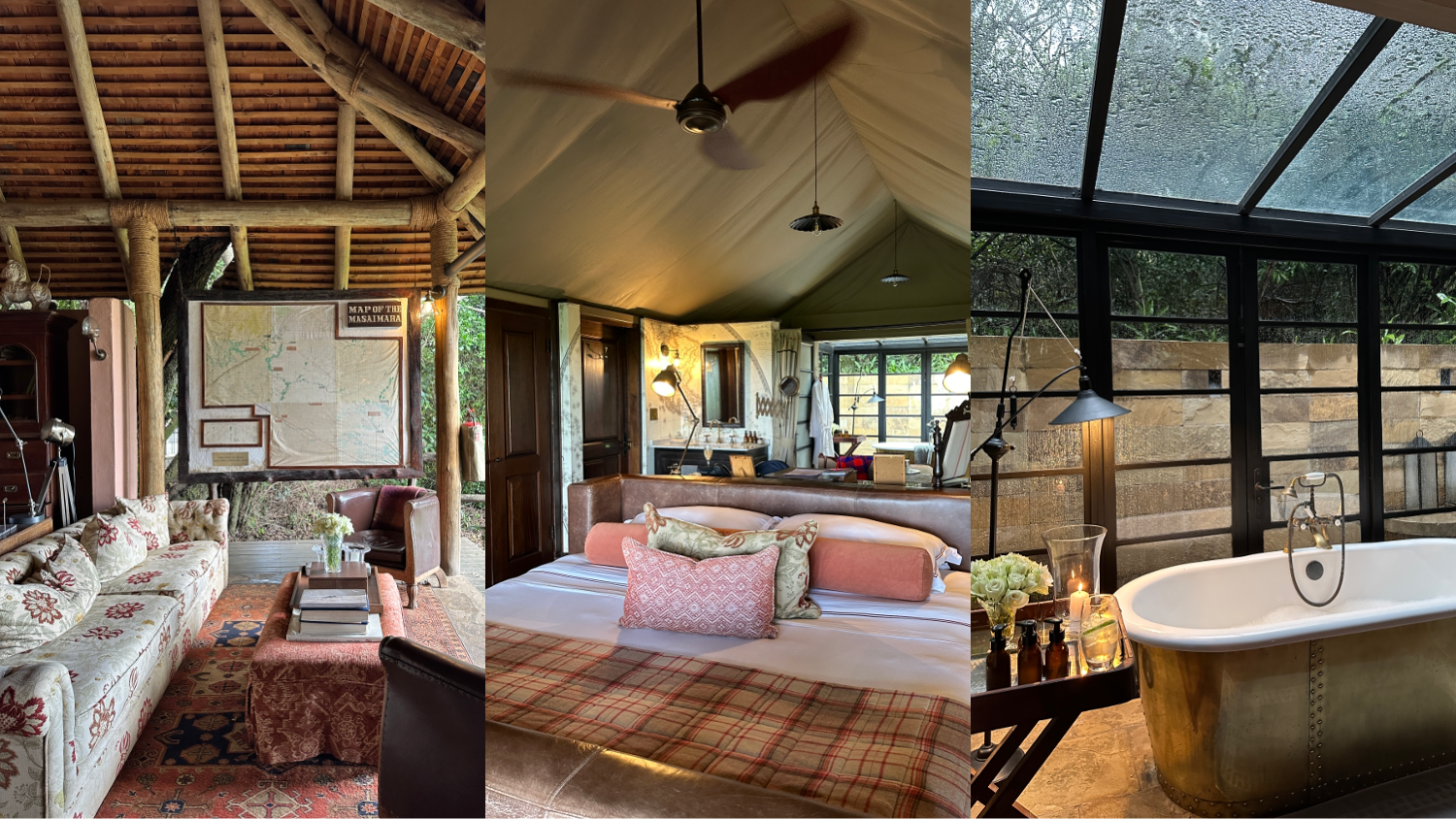 The old world charm and copper bathtub at a luxury lodge in Kenya