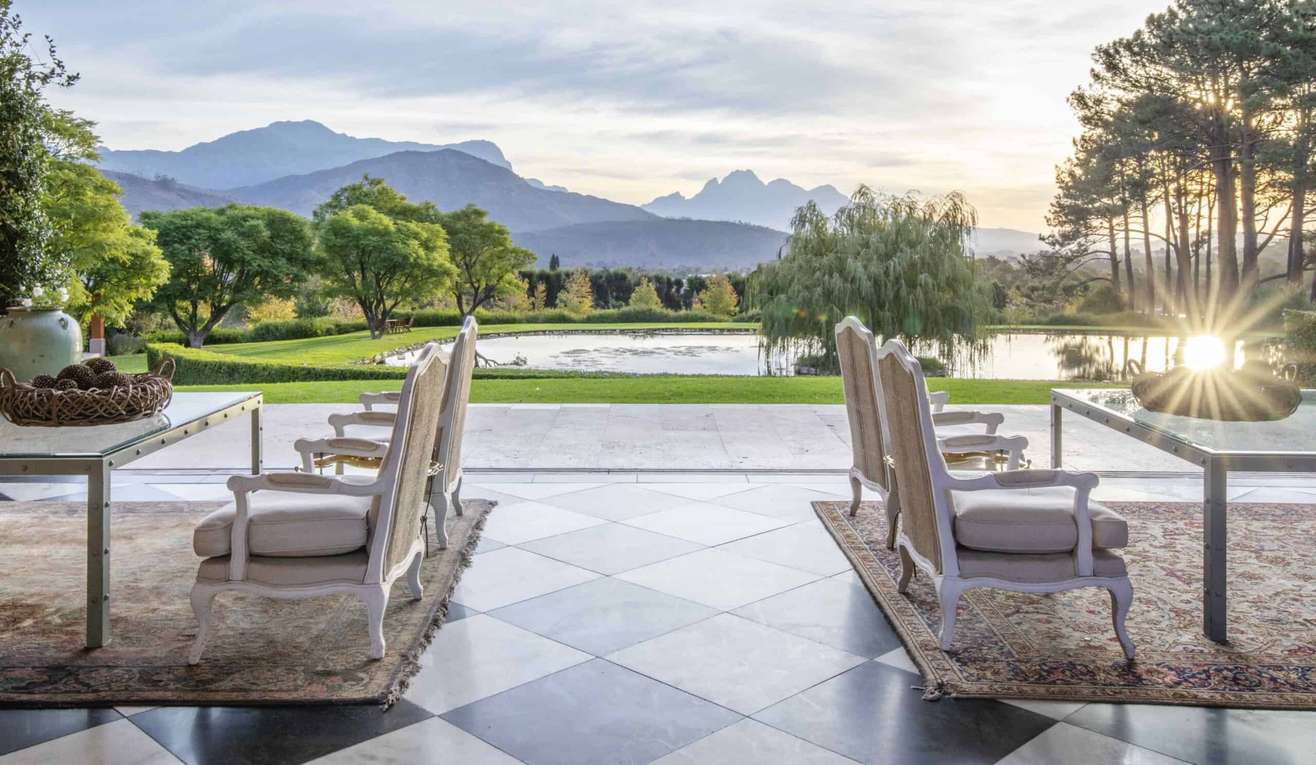 A view from La Residence overlooking the Cape Winelands