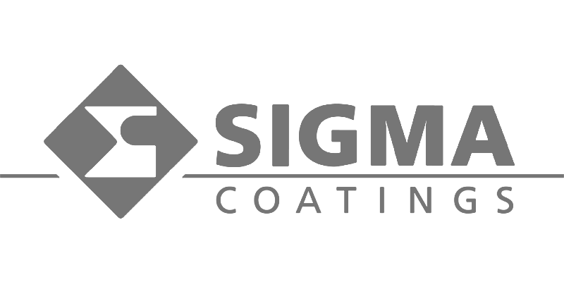 Een grijs logo met de tekst Sigma Coatings.