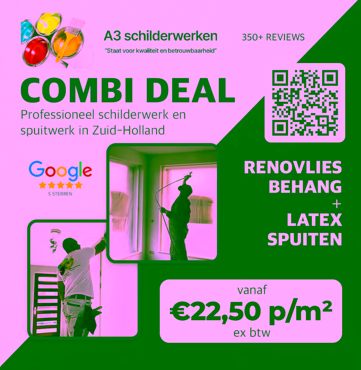 Advertentie van A3 schilderwerken voor combinatiedeal met professioneel schilderen en spuitwerk in Zuid-Holland.