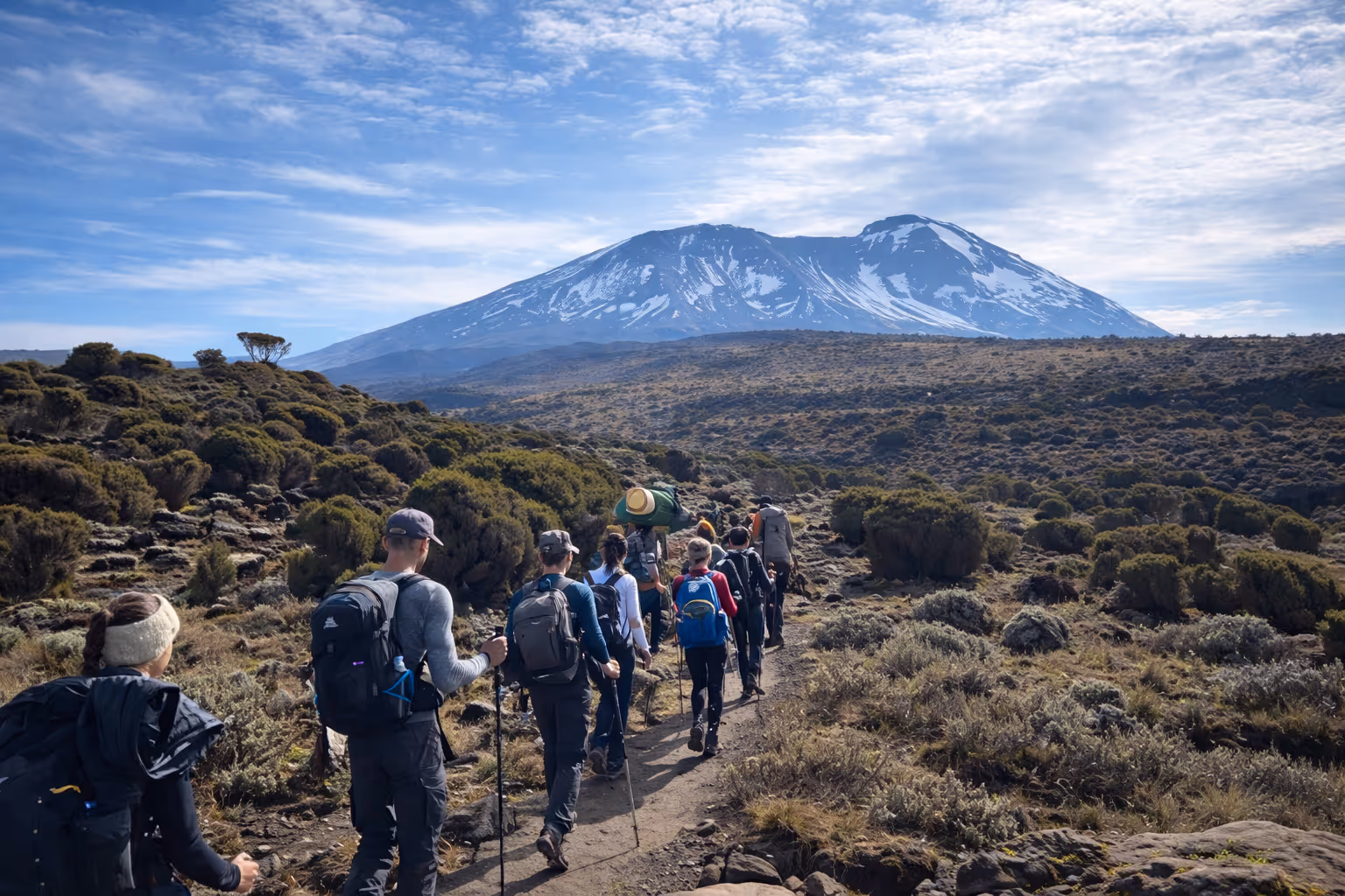 Photo d'un trekkeur sur le Kilimandjaro