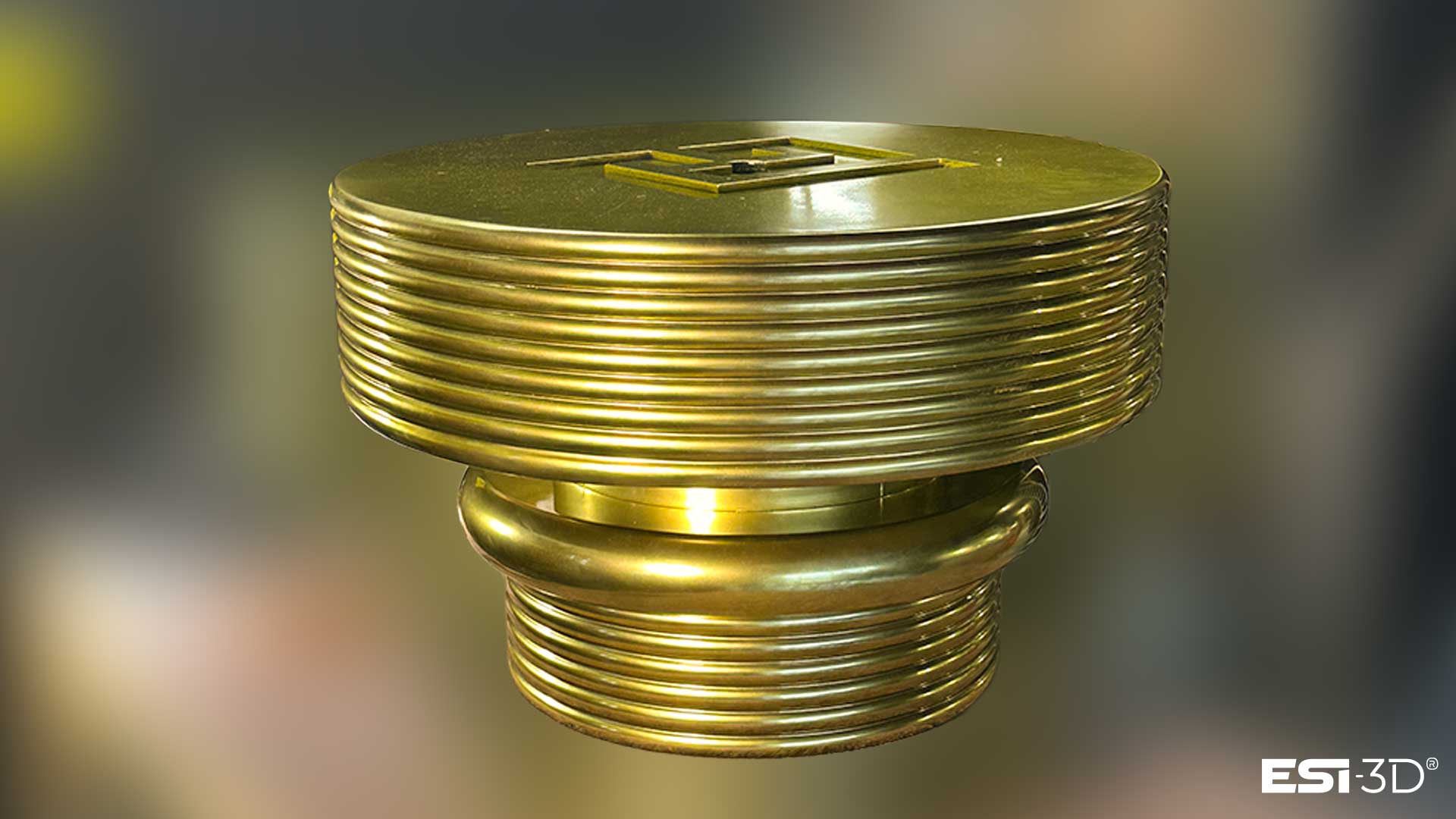 vue d’ensemble du bouchon de parfum doré terminé