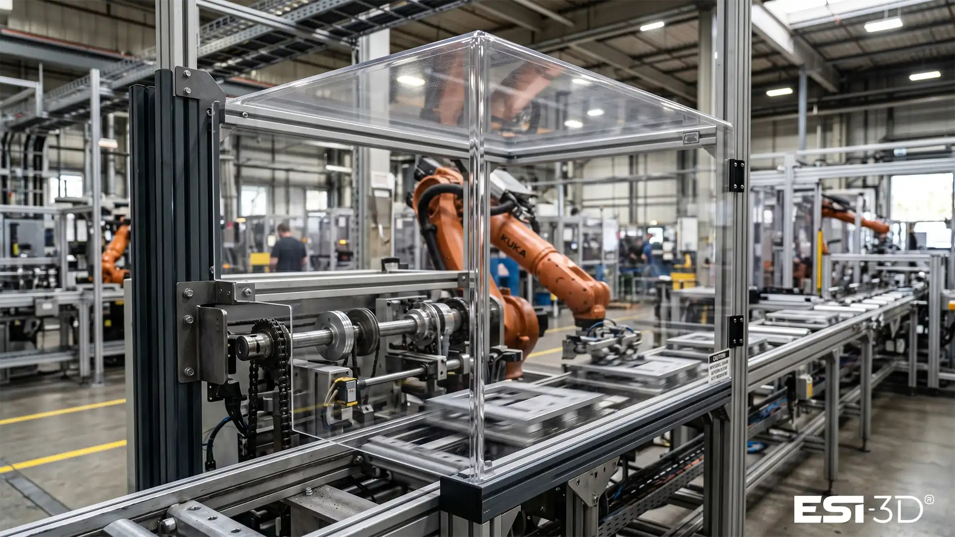Carter de protection machine en plastique plié à chaud en PMMA sur ligne industrielle automatisée