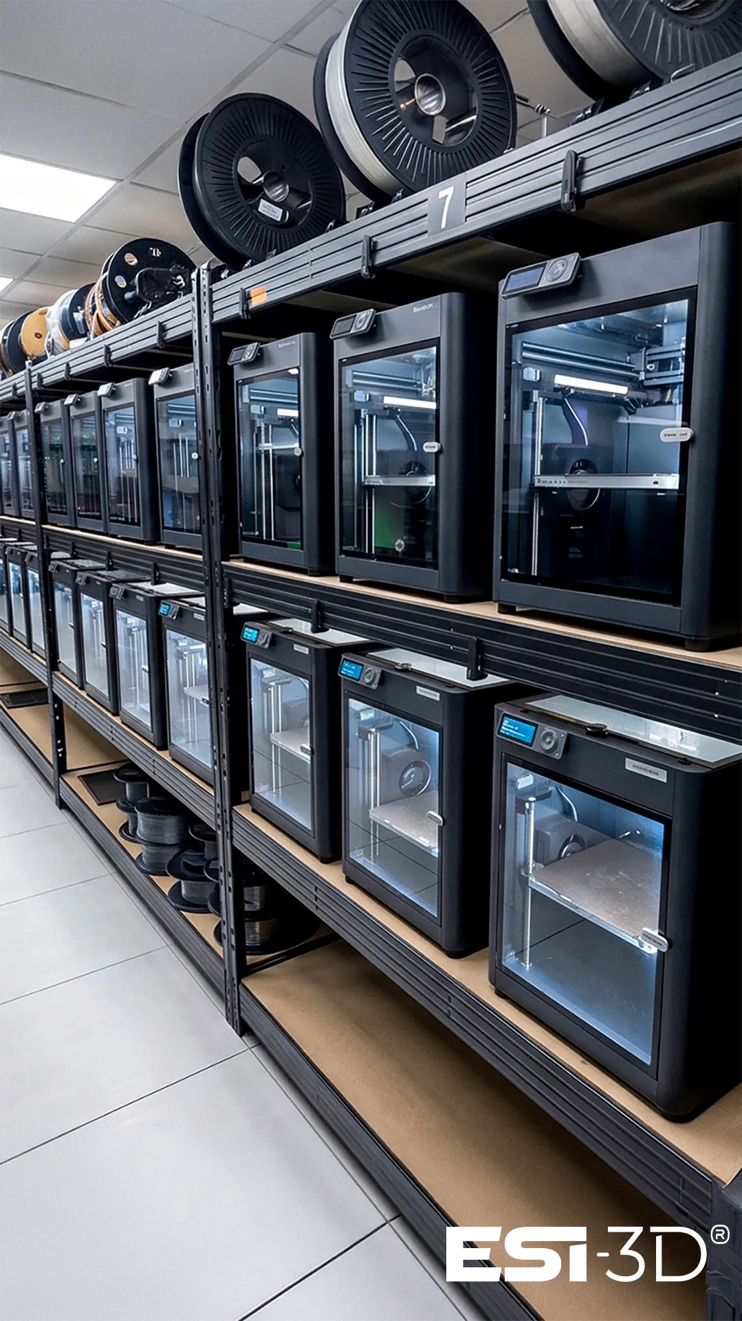 Ferme d'impression 3D FDM : 100 imprimantes Bambu Lab en ligne pour production de masse