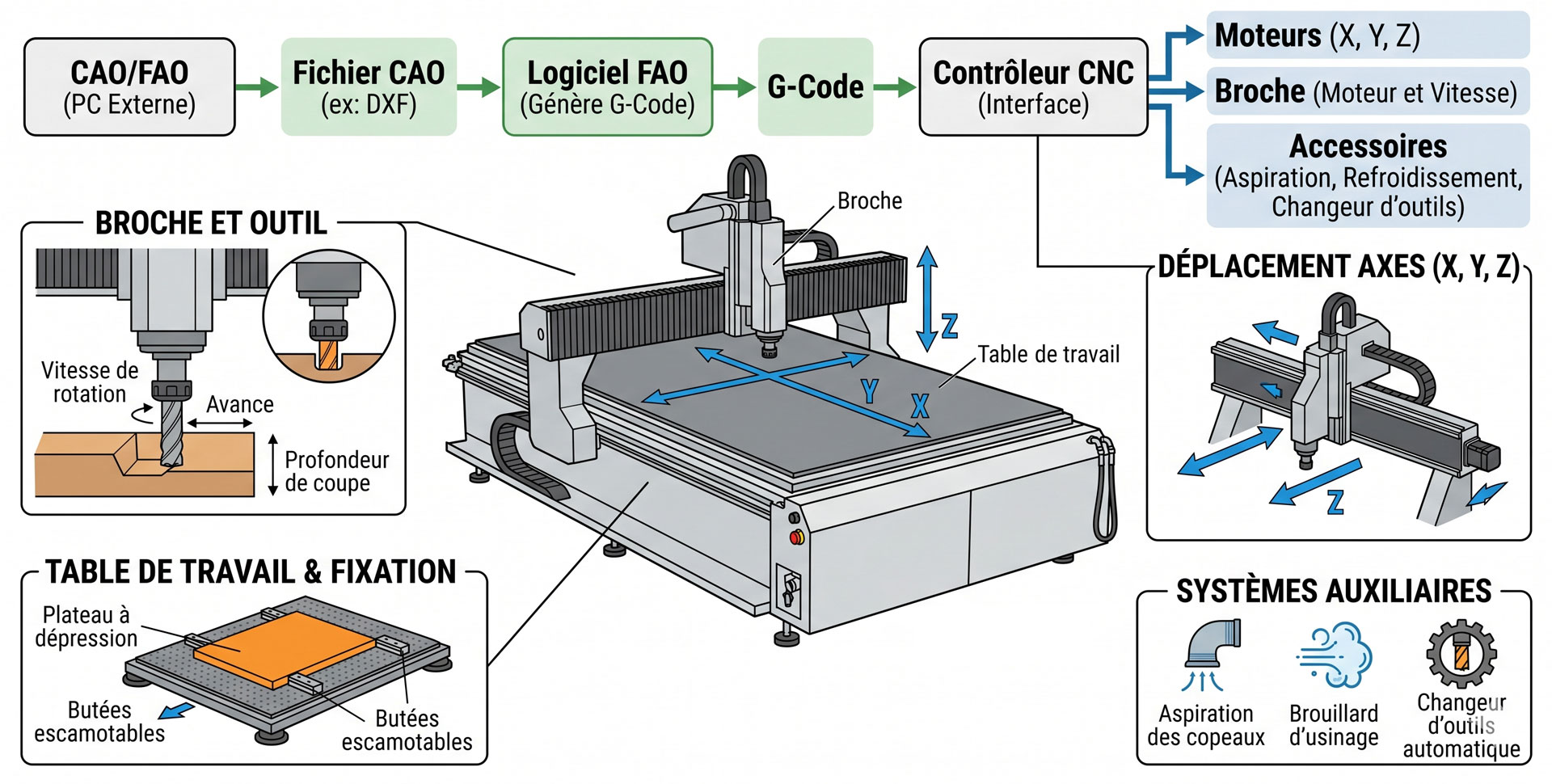Fonctionnement fraiseuse CNC