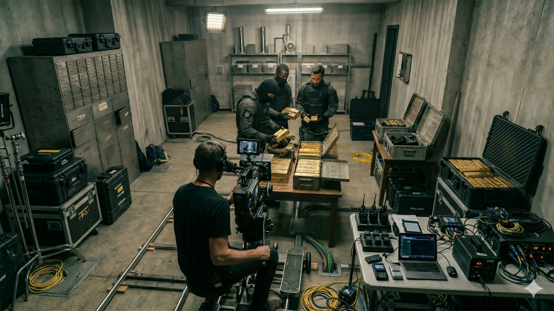 Lingots d’or réalisés sur mesure pour le cinéma, les séries télévisées et les productions audiovisuelles, utilisés comme accessoires de tournage lors d’une scène de braquage.