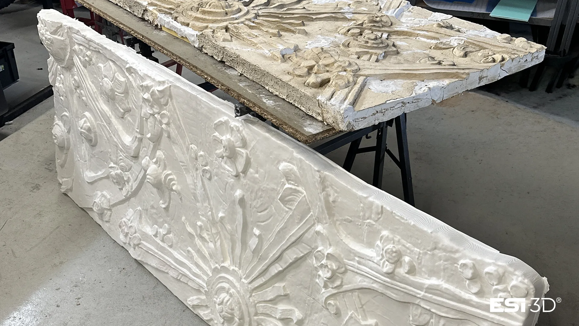Rétroconception d’une sculpture de façade d’hôtel particulier réalisée par scan 3D, modélisation numérique et reproduction sur mesure pour la restauration du patrimoine architectural.