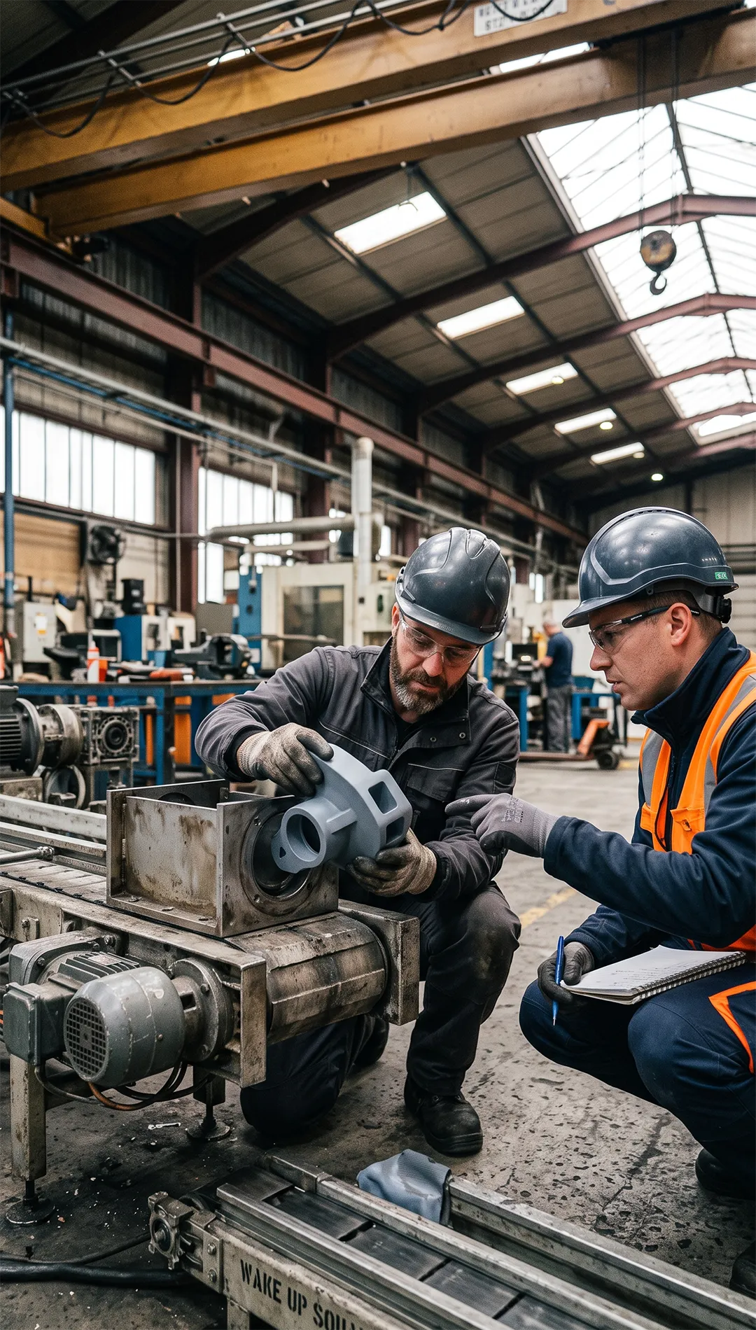 Techniciens ESI-3D intervenant sur site industriel pour concevoir une solution sur mesure adaptée à une contrainte technique spécifique