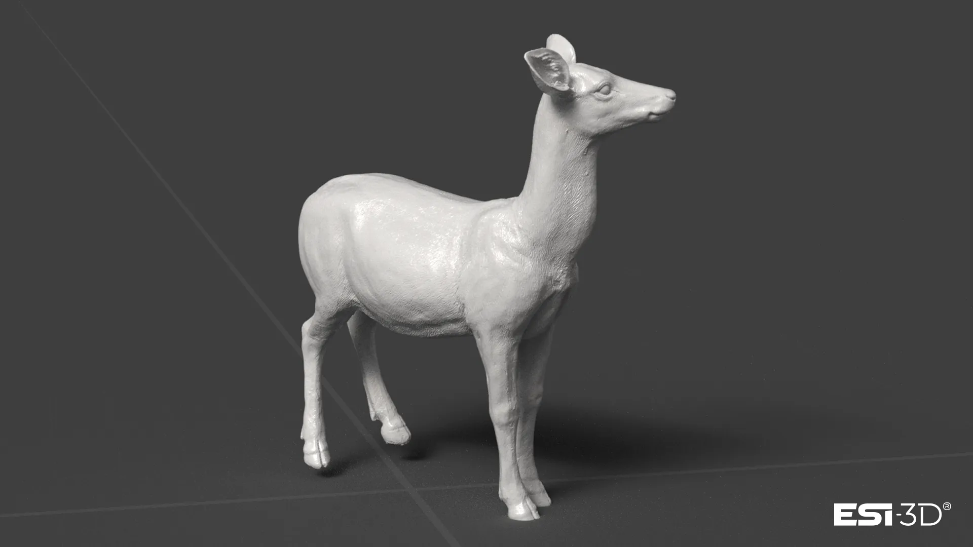 Numérisation par scan 3D haute résolution du chevreuil original, capture de la géométrie et de la texture avant impression