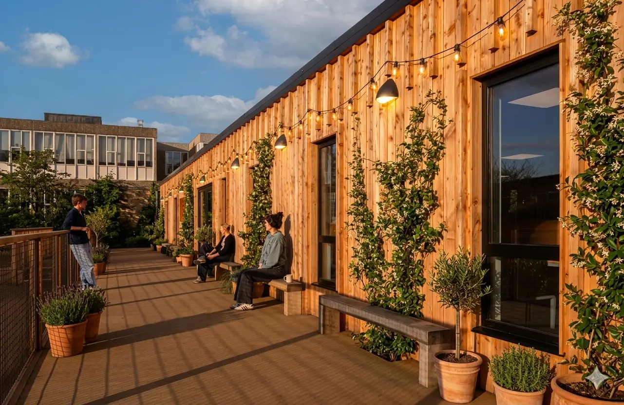 exterior shot of a modular classroom 
