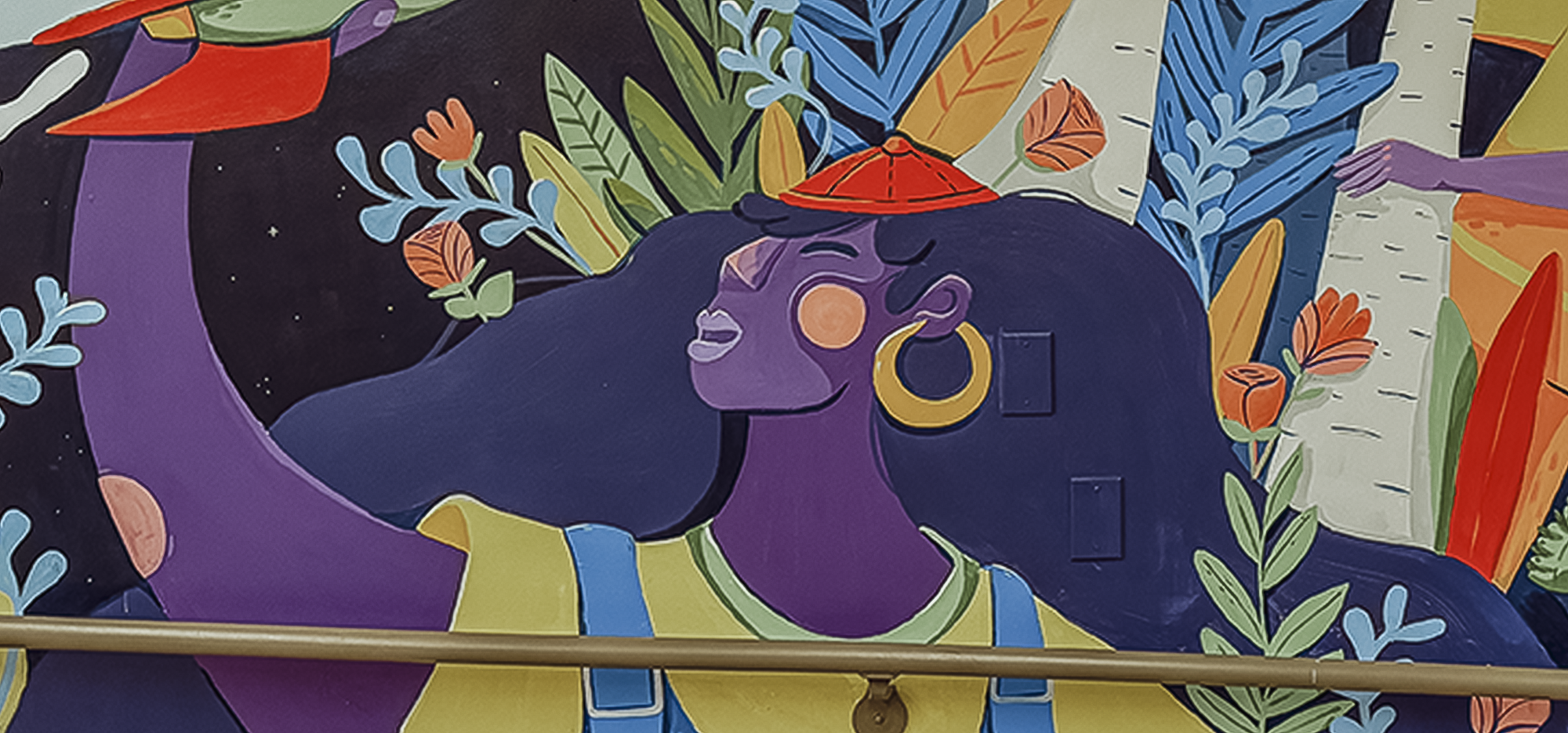 Mural Girl holding spaceship