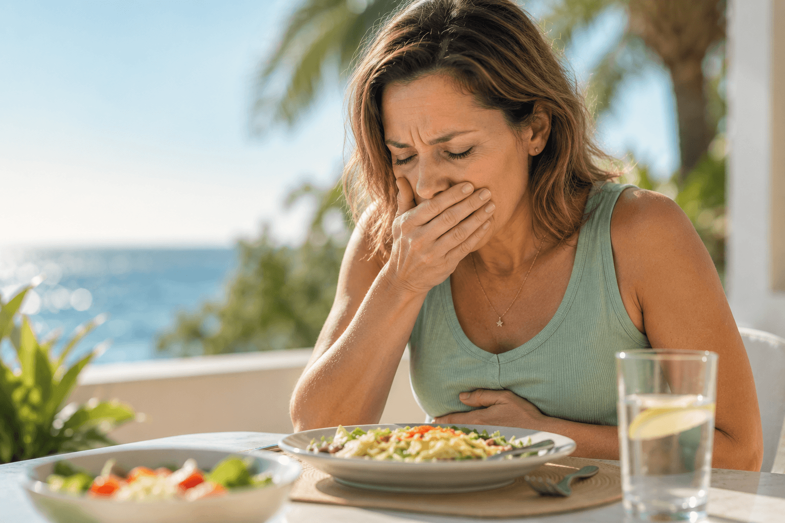 feeling sick after eating in Summer