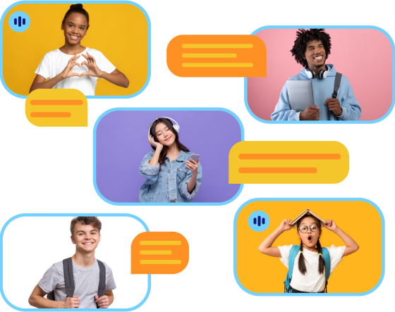 Mosaico de alunos participando de aulas online