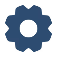 Blue gear or cog icon representing settings, configuration, or mechanical system