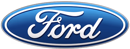 Blue and white Ford automotive logo with classic script typography