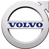 Volvo logo with silver circle and blue company name