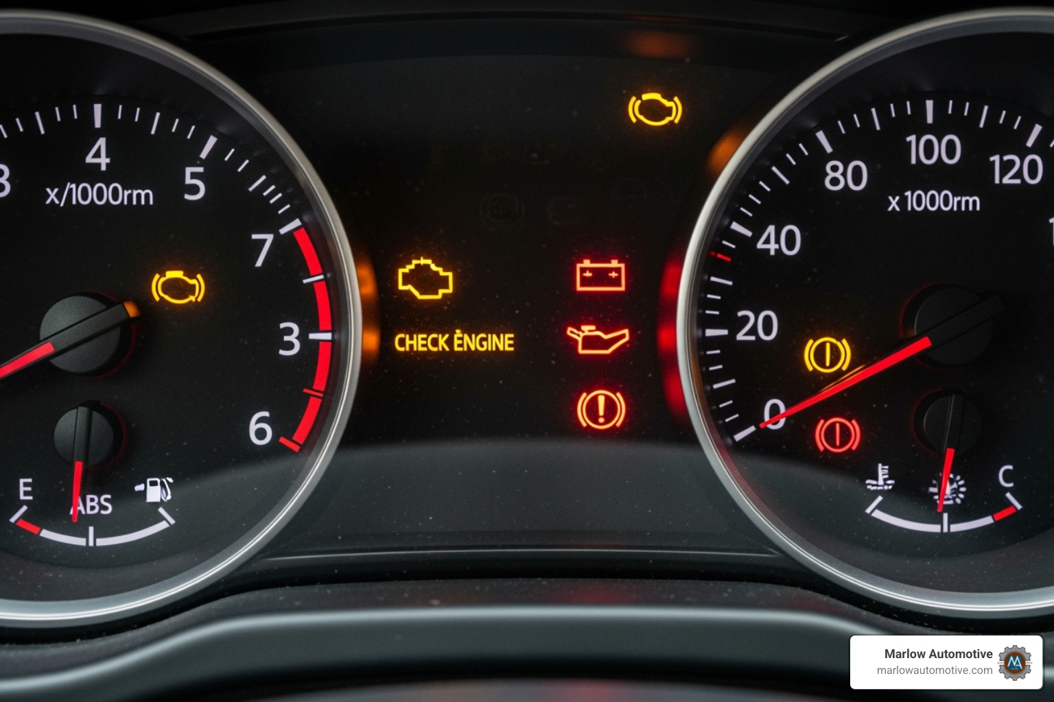 dashboard with multiple warning lights illuminated - emergency auto repair near me