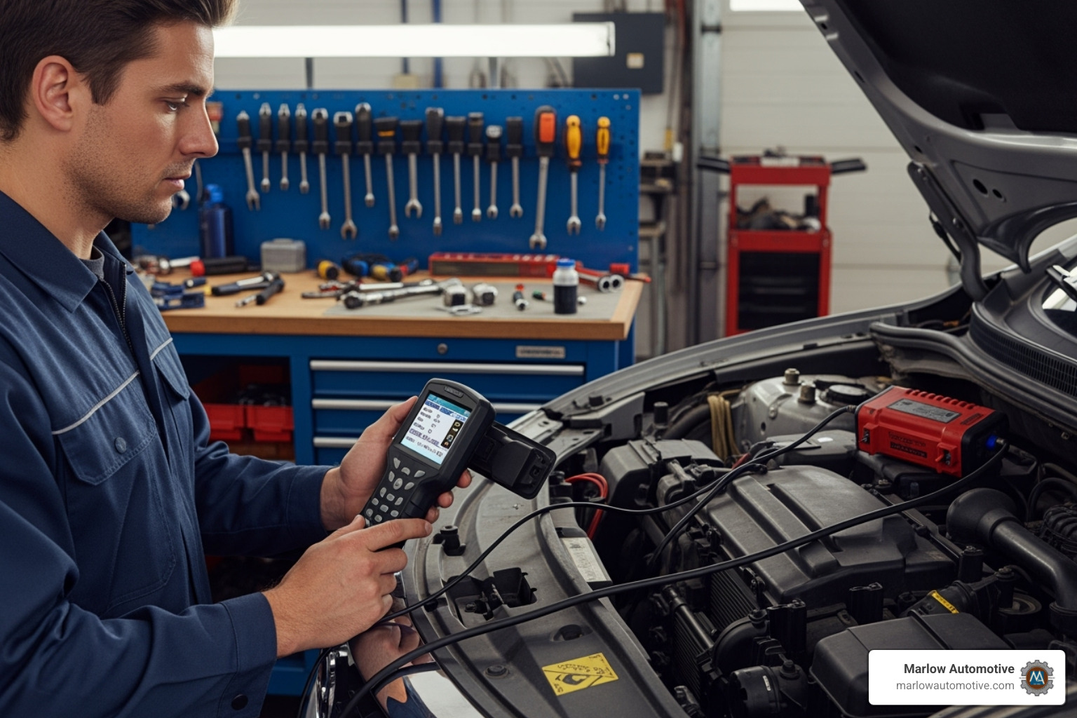 technician using OBD-II scanner - automotive electronic repair technician using OBD-II scanner - automotive electronic repair