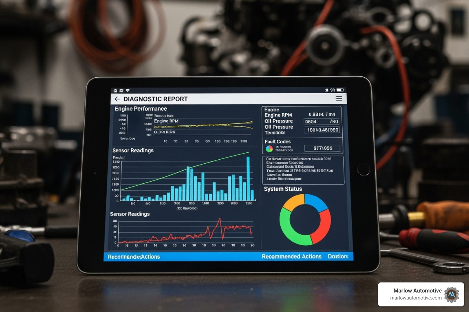 detailed diagnostic report on a tablet - car diagnostic inspection detailed diagnostic report on a tablet - car diagnostic inspection