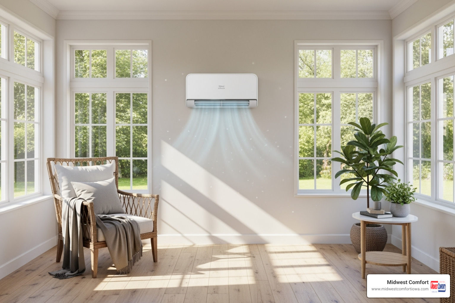 ductless unit installed neatly in a sunroom - ductless ac ankeny ia ductless unit installed neatly in a sunroom - ductless ac ankeny ia