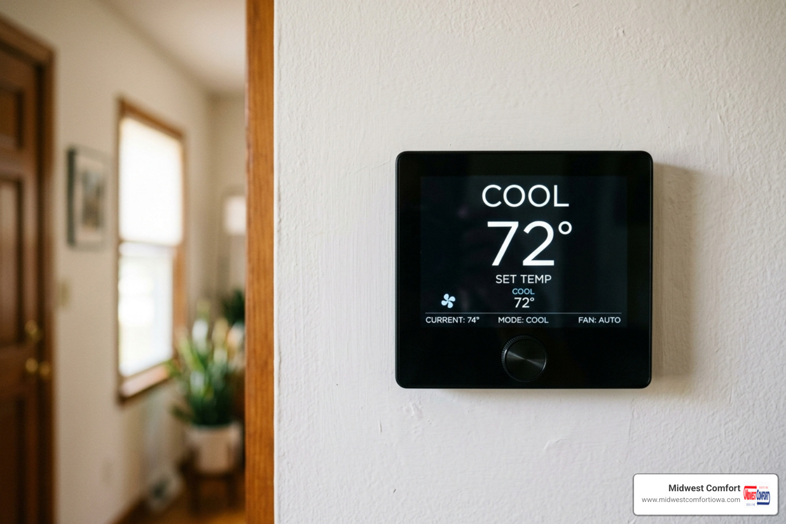 digital thermostat screen showing cooling mode and 72 degrees - ac troubleshooting tips before calling a pro