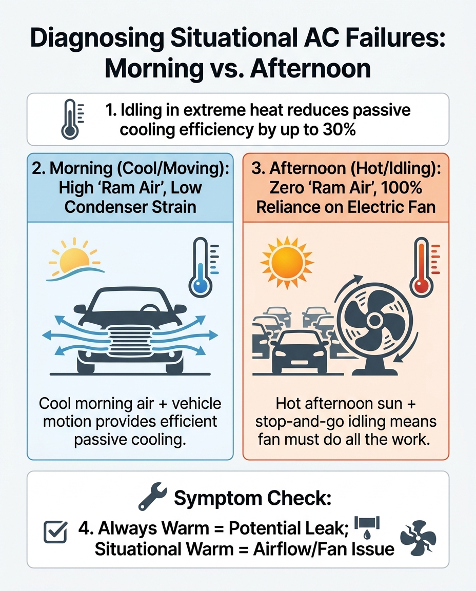 Diagnosing Situational AC Failures: Morning vs. Afternoon