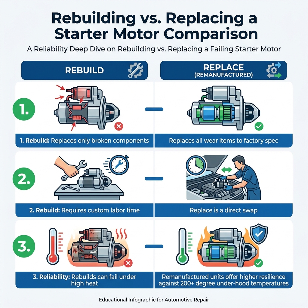 Rebuilding vs. Replacing a Starter Motor Comparison