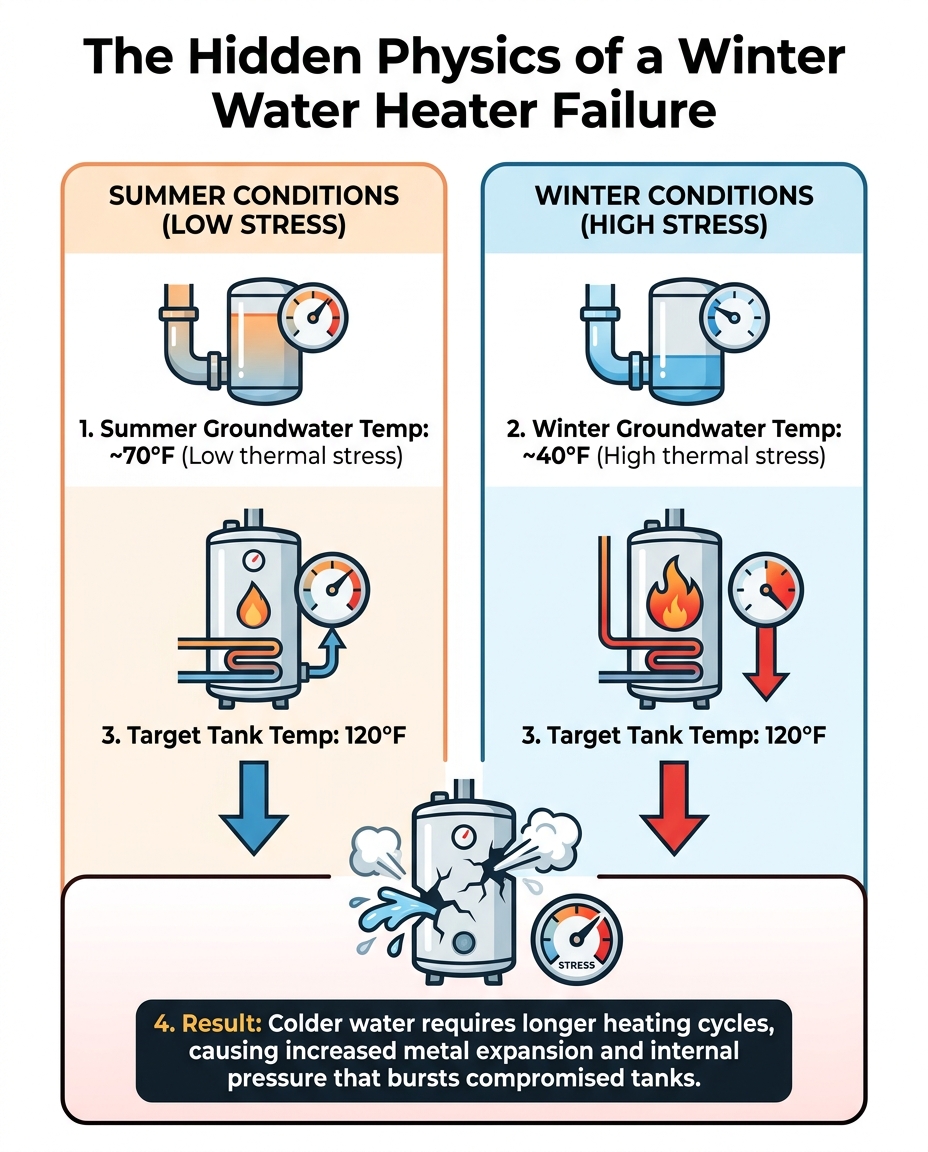 The Hidden Physics of a Winter Water Heater Failure