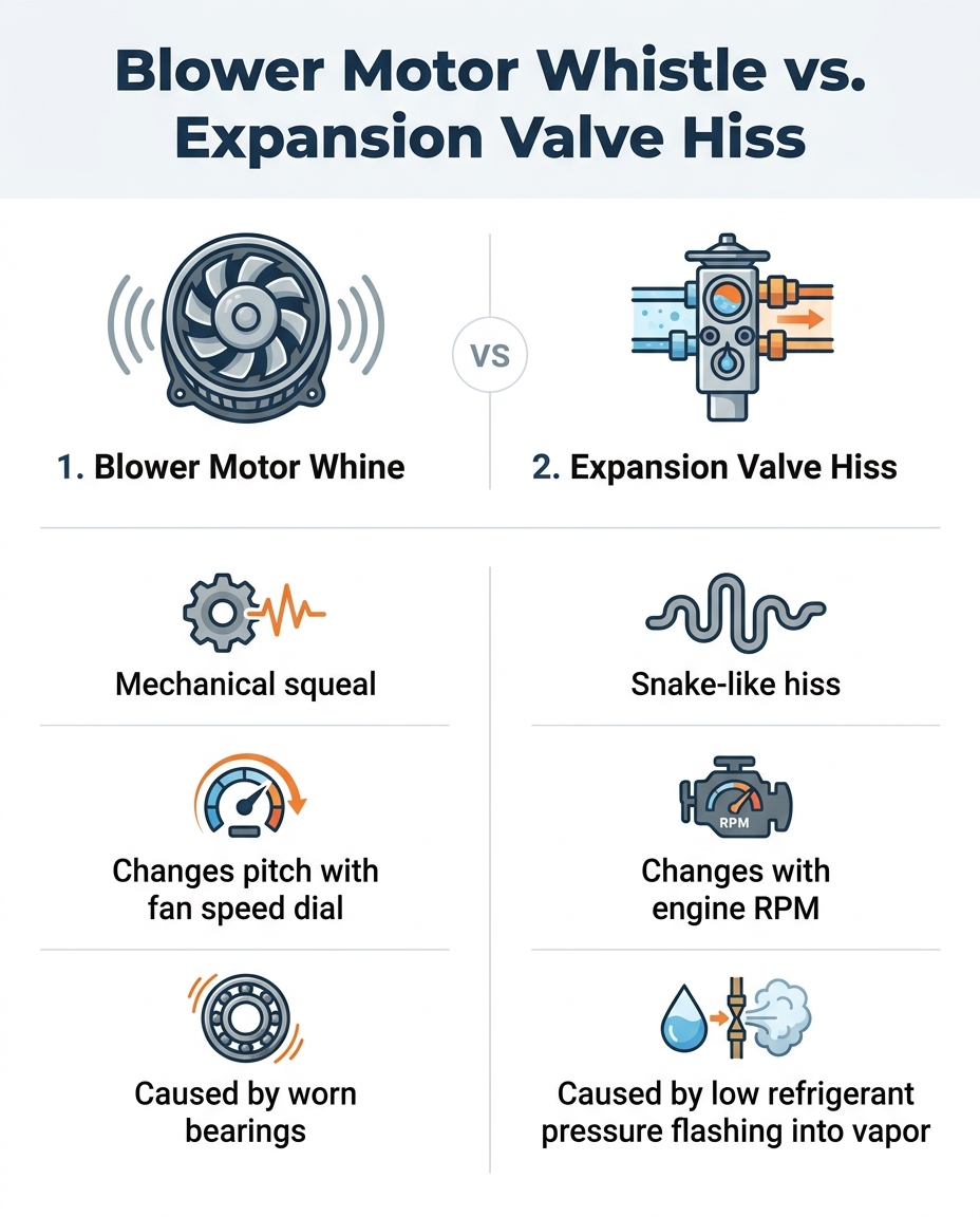 Blower Motor Whistle vs. Expansion Valve Hiss