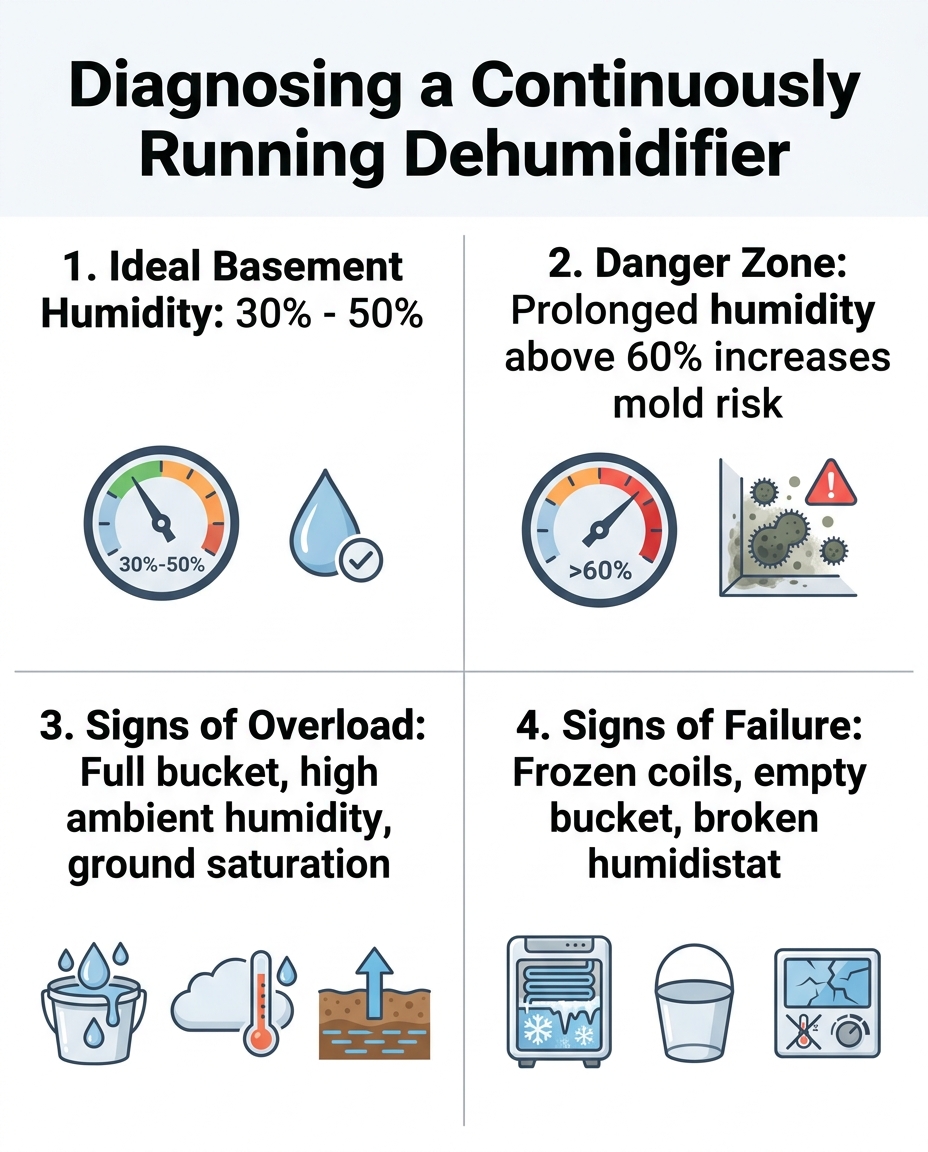 Diagnosing a Continuously Running Dehumidifier