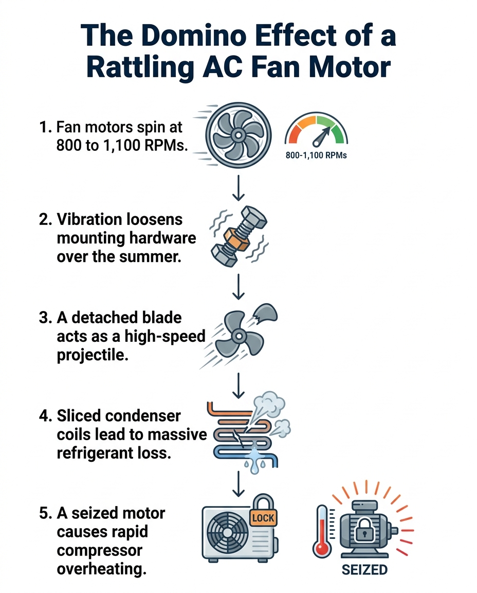 The Domino Effect of a Rattling AC Fan Motor