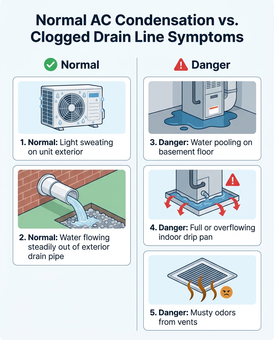 Normal AC Condensation vs. Clogged Drain Line Symptoms