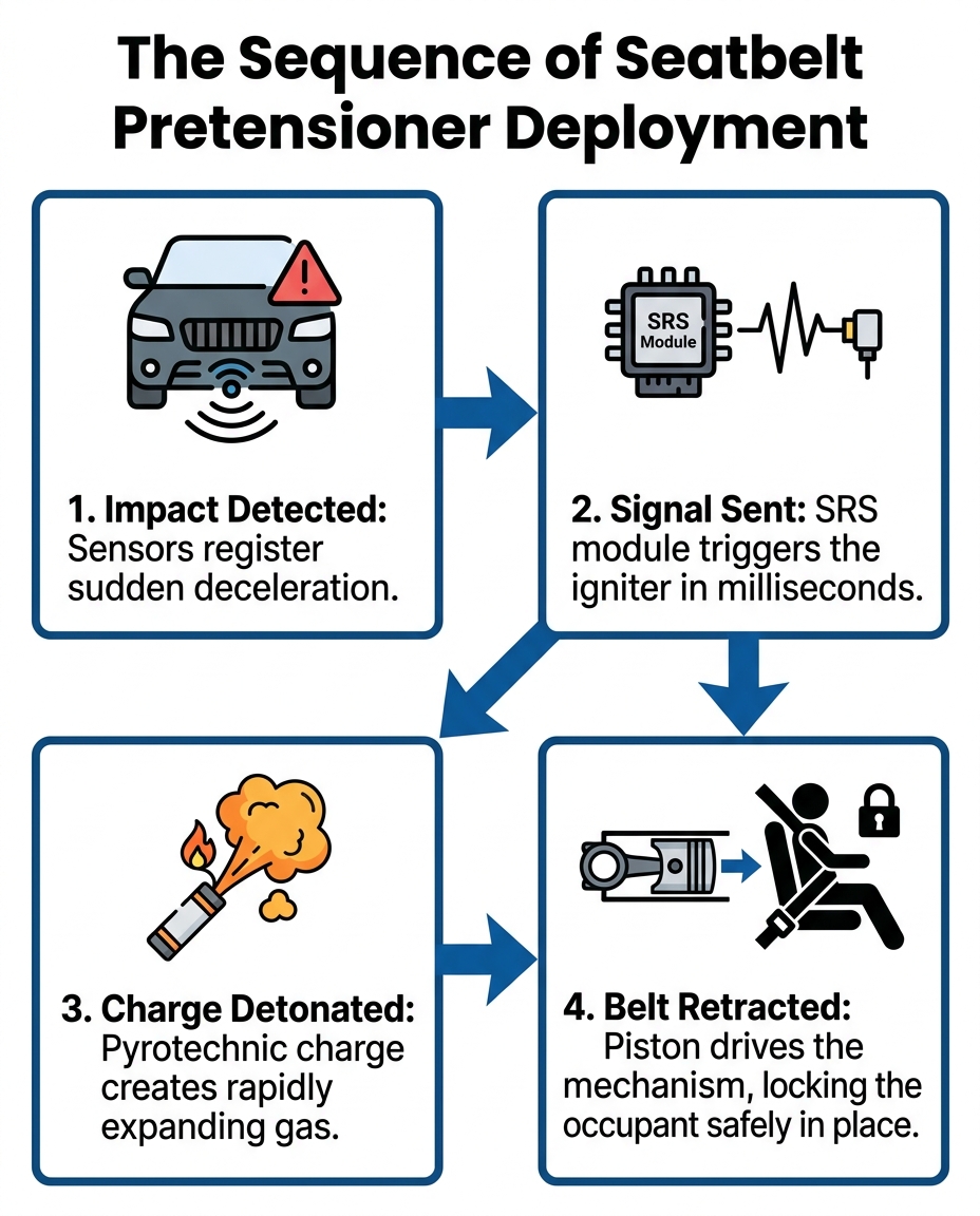 The Sequence of Seatbelt Pretensioner Deployment