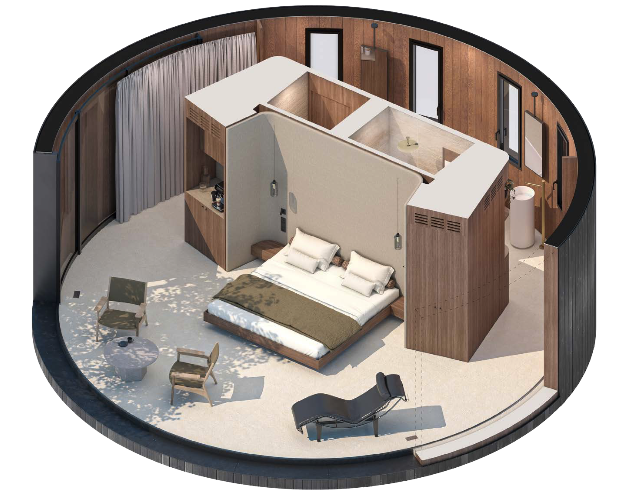 plan 3D lumipod cabane ronde écologique luxe