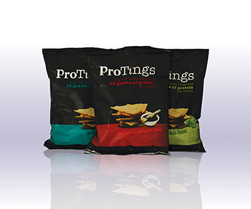 A chip bag with 360º printing using custom laminated films