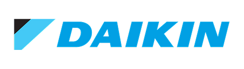 Daikin logo featuring a blue color scheme representing their HVAC solutions.
